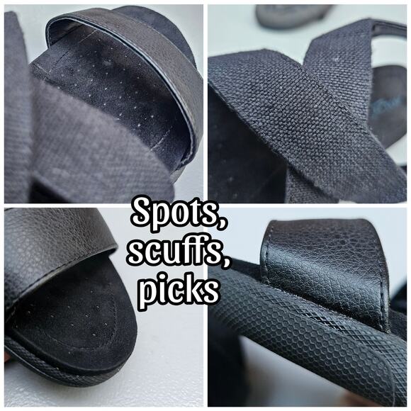 Black Crisscross Sandals Size 10 Canvas Synthetic Strappy Slingback Flats - Picture 8 of 12